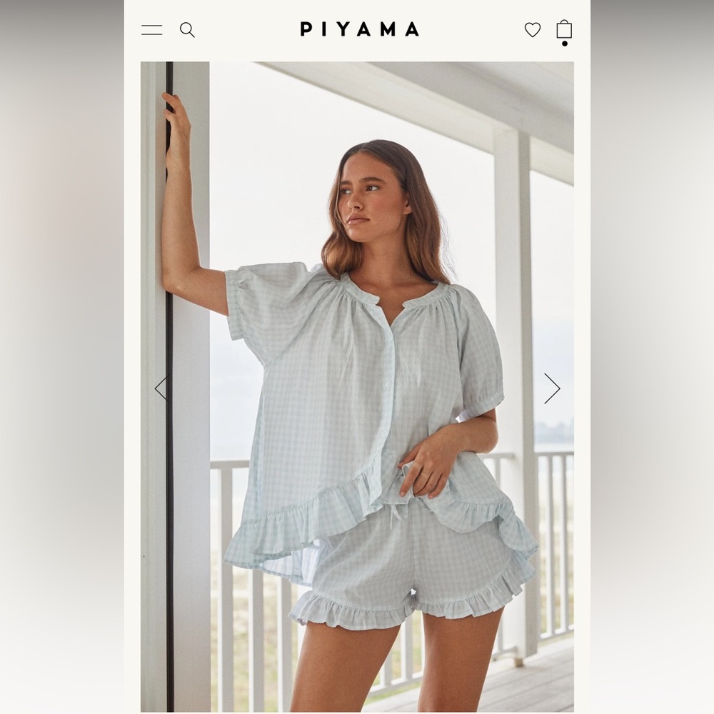 PIYAMA- Sophie Sleep Set - Cotton - Gingham Pale Blue